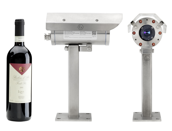 Blast Proof Camera ExCam IPM3016: Size comparison with a bottle of wine 